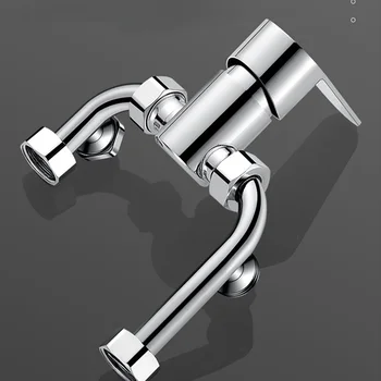 Клапан за гореща вода Стенен смесител за вана Хромиран месинг смесител за баня смесител за душ с топла и студена вода Клапан кран за душ