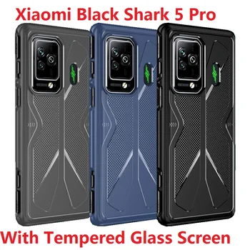Силиконов калъф за Xiaomi Black Shark 5 Pro от закалено стъкло, мека прозрачно защитно покритие