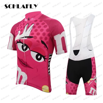 Жена розово забавен комплект от Джърси за велоспорта, дишаща, быстросохнущий, с защитени от свиване, комплект за велосипед дрехи с къс ръкав, Джърси, пътен трикотаж, велосипедна плат