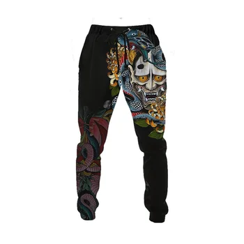 Новата пролетно-есенни панталони за джогинг в стил харадзюку с самурайской лук маска, татуировка, 3D печат, мъжки панталони, Унисекс, улични всекидневни спортни панталони