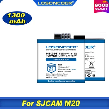 100% Оригинален LOSONCOER 1300 mah за SJCAM M20/M20 AIR Action Camera батерия