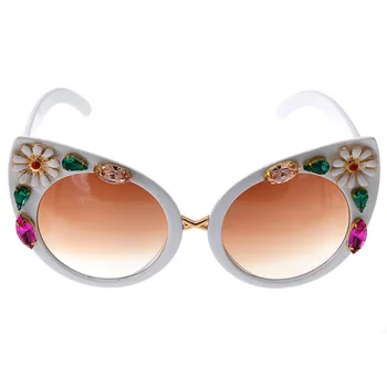 2023 Нови Слънчеви очила с диаманти, дамски маркови дизайнерски вечерни дамски слънчеви очила с кристали, Сезонни слънчеви очила с цветя, Люнета De Soleil Femme