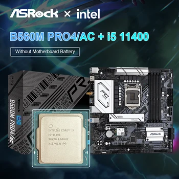 ASROCK B560M PRO4/AC Нова дънна Платка + процесор Intel Core i5 11400 CPU LGA1200 Socket M. 2 Процесор SATA3 Комплект Дънната платка placa mãe
