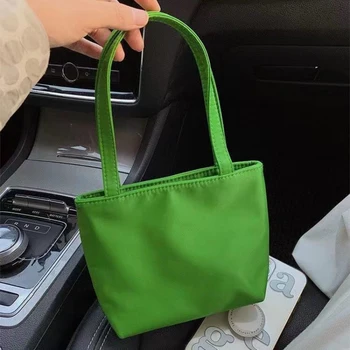 Мини чанта за пазаруване, женствена чанта през рамо, малки оксфордские зелени чанти, ежедневни квадратна чанта-тоут, преносима чанта за подмишниците за дамите