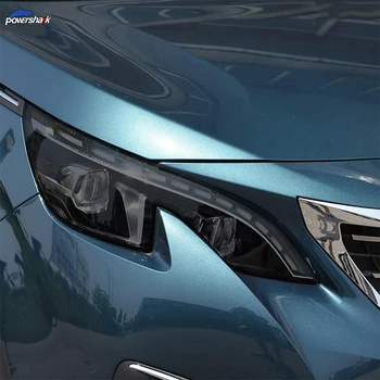 Комплект от 2 теми, Автомобили светлината на Прожекторите, Черна Защитно Фолио, Защитно Прозрачен Стикер От TPU За Peugeot 5008 2018 2019 2020, Аксесоари