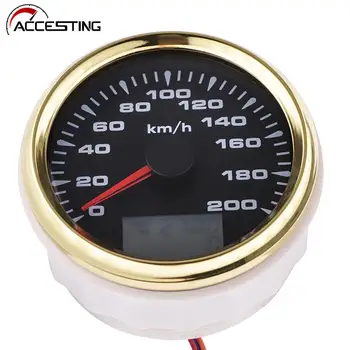 0-200 км/ч Златна GPS за измерване на Скоростта 85 мм Авто Измерване на Скоростта За Камиони, Мотоциклет, Морски Лодки, Аксесоари С 8 Цветни Осветление