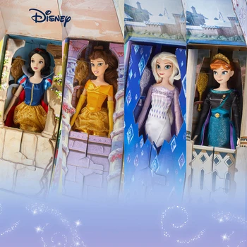 17 см Оригиналната принцеса Дисни Елза Анна Рапунцел Ариел, Аврора Пепеляшка, Бел Класически кукли, Играчки За Деца Коледен подарък