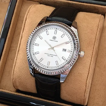PABLO RAEZ Топ луксозна марка, Нови бизнес кварцов мъжки часовник с черна кожена каишка, мъжки модни часовници, ежедневни часовници Reloj Hombres