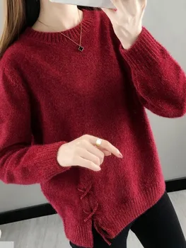 Пуловер, Дамски Пуловер с Дълъг ръкав в стил Харадзюку, Обикновен Мек Просто Случаен Основен Пуловер, Елегантни Улични Върхове, Новост