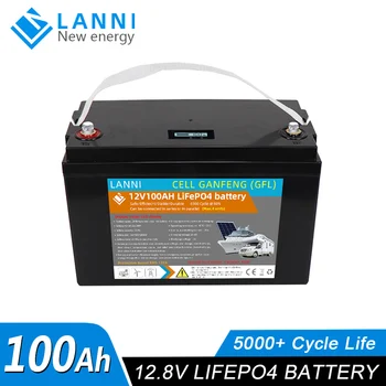 Литиева батерия дълбоко цикъл 12V 100Ah LiFePO4 12,8 V Литиево-йонна акумулаторна Литиево-желязо батерия За съхранение на слънчевата енергия/UPS/Инвертор