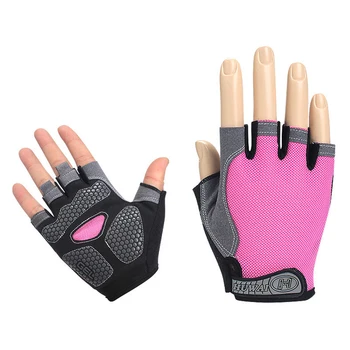 Ръкавици за джогинг, дамски ръкавици за тренировка на половината от пръстите, мини велосипедни ръкавици, дамски/мъжки ръкавици за фитнес, анти-пот, 1 чифт ръкавици от вкара тъкан