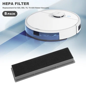 Комплекти, филтри Hepa, за Подмяна на Роботизирани прахосмукачки Ecovacs Deebot OZMO 920, 950, Т5, Т8 AIVI, 8 броя в опаковка