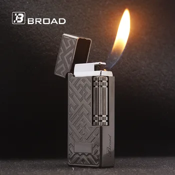 Метална газова запалка Broda с открит пламък, класически модел, мини джобно странично взривно колело с винтажным принтом, луксозен подарък от висок клас 2023