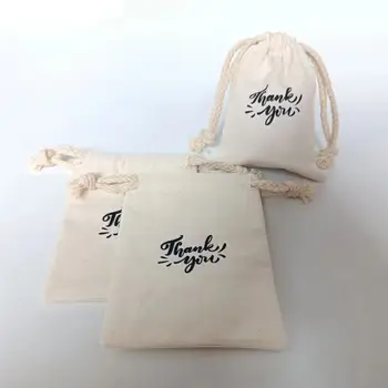 Чанта Canva за опаковане на бижута с логото, памук торбичка на съвсем малък