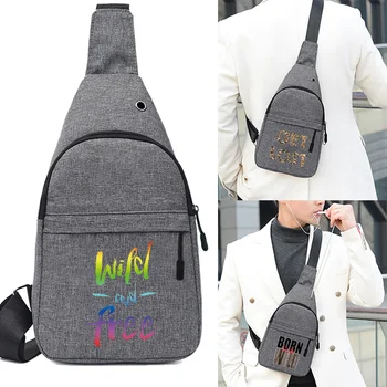 Ежедневни мъжки нагрудная чанта бизнес чанта през рамо, чанта-месинджър, платно с див принтом, 2023, модни поясная чанта, спортна чанта на открито