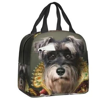 Портрет на кучета Шнауцер, изолирано чанта за обяд за жени, водоустойчиви охладител с участието на животните, термобокс за Bento, плажен къмпинг, за пътуване