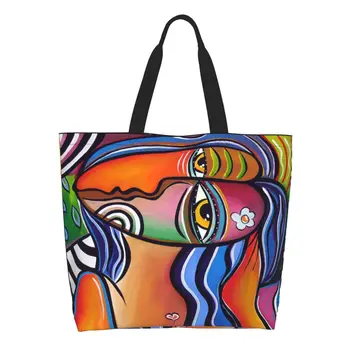 Модерен принт на Пабло Пикасо, чанти за пазаруване, здрава холщовая чанта за пазаруване