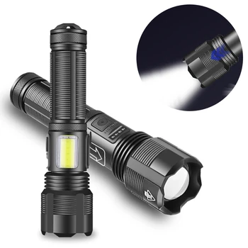 Преносим led фенерче XHP70 + КОЧАН с възможност за мащабиране, USB-ръчни акумулаторни фенерчета, водоустойчив тактически фенер с 6-степенна скоростна кутия за къмпинг