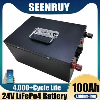 SEENRUY 24V 100Ah LiFePO4 Акумулаторна батерия 29,2 V Вградена литиева батерия BMS за Слънчевата Система RV House Motor Trolling