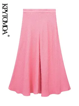 KPYTOMOA/ дамски модни дълга твидовая пола в Ретро стил с Висока Талия и страничен цип, дамски поли Mujer
