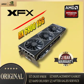 Използвана детска карта XFX AMD Radeon RX6800 16G 7nm 256bit с с трикратно феновете на PCI Express 4.0 x 16 графична Карта AMD Video За настолни КОМПЮТРИ