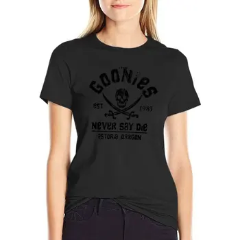The Goonies - Naver Say Die - Тениска черно на бяло, Къса тениска с домашен любимец принтом за момичета, летни блузи, дамска тениска