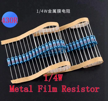 100шт 430R Ω 1/4 W Метален филмът резистор 430R Ти 0,25 W 1% ROHS