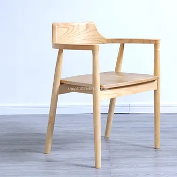 Творческа минималистичное стол за скандинавски хол, Модерен Кожен Дървен стол, Подобрен Дизайн, Офис мебели Sillasn Homes
