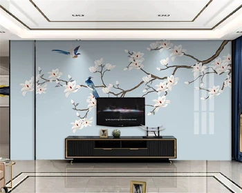 beibehang Индивидуални съвременните модни тапети нов китайски стил, ръчно рисувани птици 