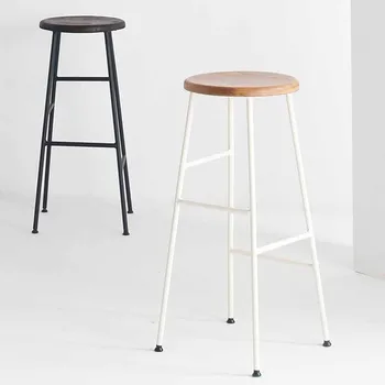 Дървена скандинавски минималистичен модерен Висок Стол Бар маса за Хранене, Метален Слот Стол на открито, на Къмпинг, Бар Sandalyesi Градинска Мебел XY50BC