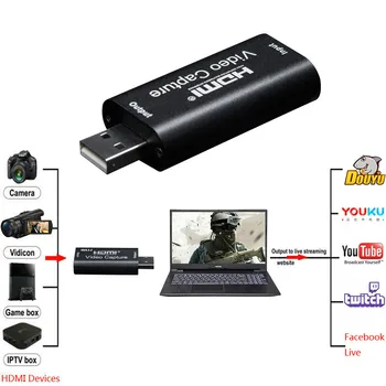 HDMI заснемане на видео Карта, Аудио карта, заснемане на видео, HDMI, USB2.0 1080P Запис на DSLR Action Cam на PC HD излъчването на живо