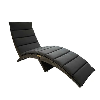 Оплетка стол за почивка на терасата на закрито/на открито с тъмно сив възглавница от полиестер