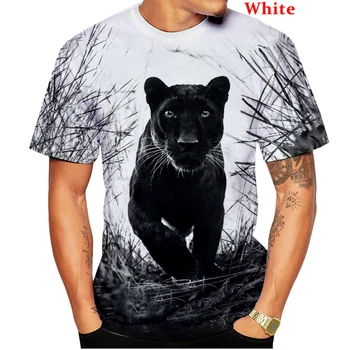 2022 Нова лятна тениска с принтом Черна Пантера, мъжки, Дамски ежедневни ризи с къс ръкав и животни, пуловер с кръгло деколте
