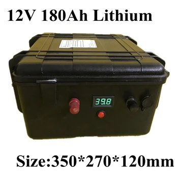 12v 180AH Литиево-йонна батерия 160Ah 12 Литиево-йонна батерия липо 150Ah 12,6 В Водоустойчива IP67 кутия за съхранение на слънчева енергия-UPS + зарядно устройство 5A