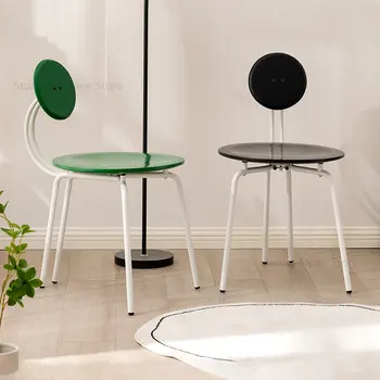 Модерни и креативни дизайнерски трапезни столове, скандинавски облегалка за спални, Столове за грим, Мебели за трапезария, ретро Домашен маса за хранене, Стол