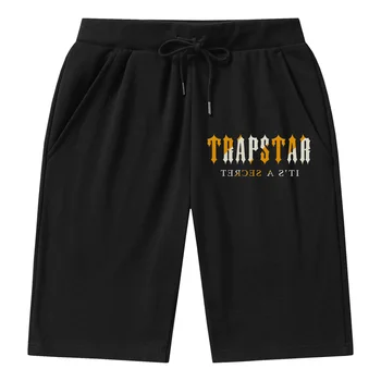 Мъжки трикотажни памучни шорти Trapsta през лятото носете свободни всекидневни спортни панталони, панталони големи размери от пет части, младежки плажни панталони