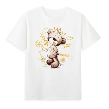 Сладко Плюшено мече, нова тениска, оригиналната марка дрехи, лятна тениска с къс ръкав, тениска Оверсайз A0152
