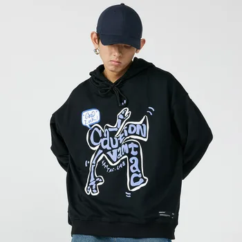 Aolamegs, мъжки hoody Оверсайз с мультяшными букви, графичен пуловер, хип-хоп Harajuku, свободна hoody, хип-хоп, градинска облекло