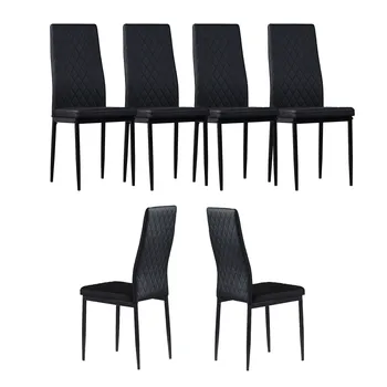 Комплект от 4 минималистичных места за хранене столове, Огнеупорна метална тръба с покритие от кожа, ромбовидная окото, ресторант, дом конферентен стол