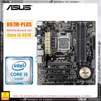 Комплект дънната платка LGA 1150 ASUS H97M-PLUS + I5 4570 Intel H97 4 × DDR3, 32 GB, PCI-E 3.0 M. 2 USB3.0 Micro ATX за Core i7/i5/i3/cpu