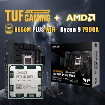 Процесор AMD Ryzen 9 7900X + дънна Платка ASUS Socket AM5 TUF GAMING B650M-PLUS WIFI С поддръжка на AMD Ryzen 7000 Series DDR5 128 GB