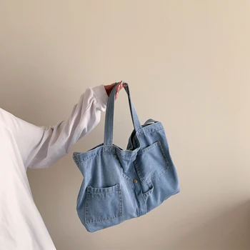 Модерна чанта-месинджър за момичета, дънкови и ежедневни чанта през рамо, голяма простор с множество джобове за дневно пътуване