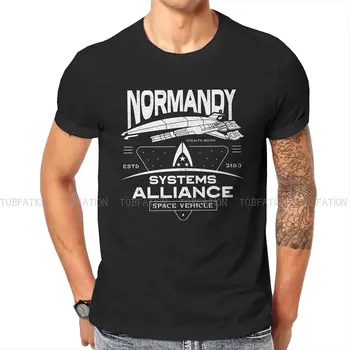 Тениска Mass Effect Игра SSV Normandy с графичен дизайн, мъжки блузи, реколта лятна тениска от полиестер в стил харадзюку с къс ръкав