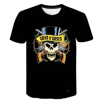 2023, Новата модерна тениска за деца, мъже и Жени с 3D принтом Черепа на Guns N Roses, модна тениска с къси ръкави, Градинска дрехи, Блузи