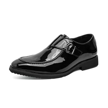 Пролетни мъжки Модел обувки Shadow От лачена кожа, Луксозни Модерни Сватбени Обувки За Булката, Мъжки Луксозни Дизайнерски обувки-Oxfords в италиански стил