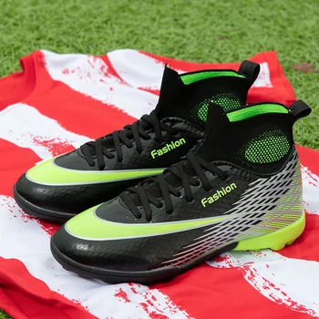 Футболни обувки за момчета и момичета, футболни обувки TF с високо берцем цвят на авокадо, зелени спортни спортни детски маратонки, Размер 31-40