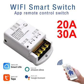 Sasha Smart Switch 4000W 30A Модул за автоматизация на дома 20A релеен модул RF433 220V на 12V 24V Приемник Работи с Алекса Google Home