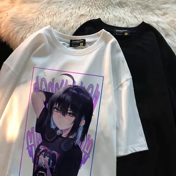 Женска тениска с японския аниме, хип-хоп Harajuku, Лятна тениска с къси ръкави, модни дамски блузи и Облекло 2022 Y2k, Върхове