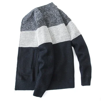 Зимата е Топъл, мек вълнен плат вязаный пуловер контрастни цветове, мъжки модерен жилетка Sueters, мъжки