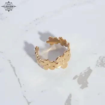 LESIEM модерен дизайн злато покритие размер на 7 Maiden пръстен цвете Откриването на пръстен опал бижута дисплей
